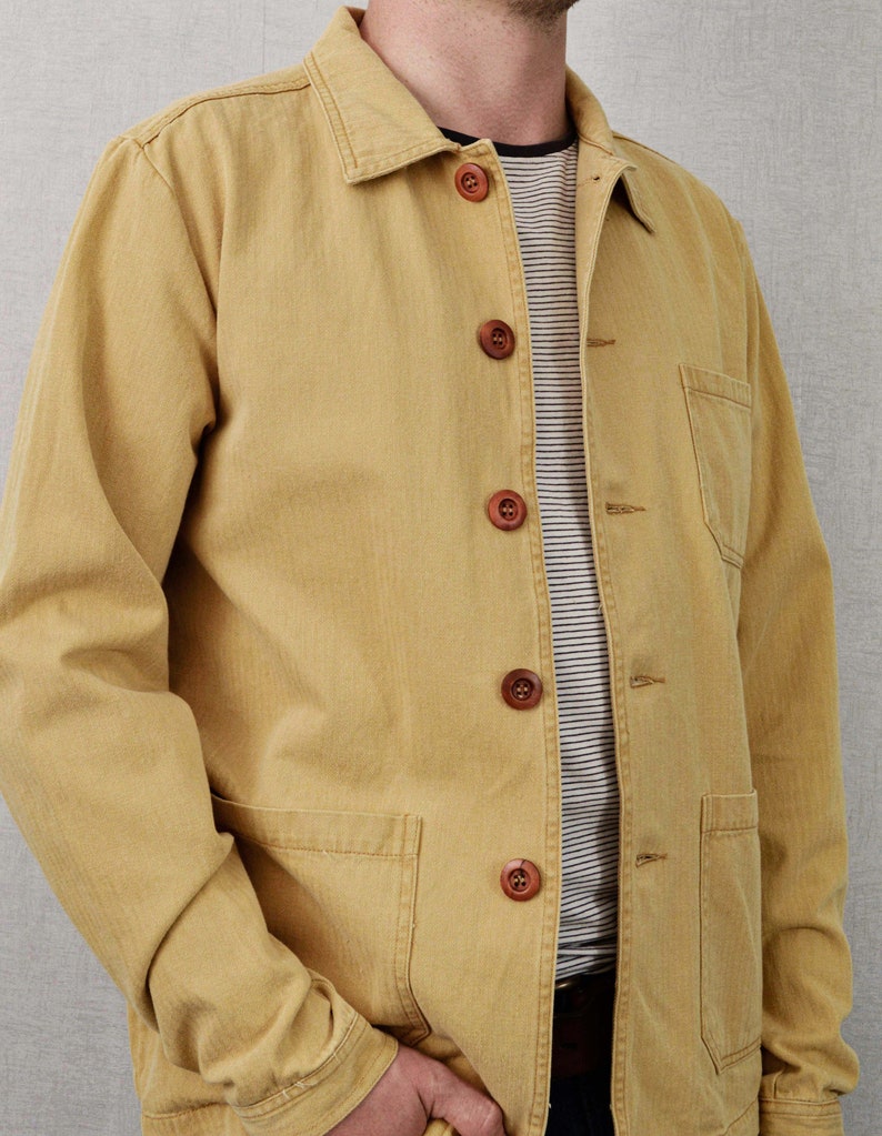 Shop Washed Camel 60s Style French Herringbone Cotton Jacket