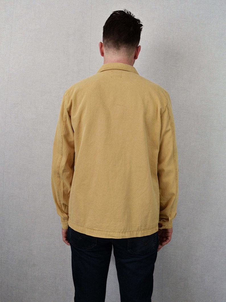 Washed camel French herringbone cotton jacket in USA