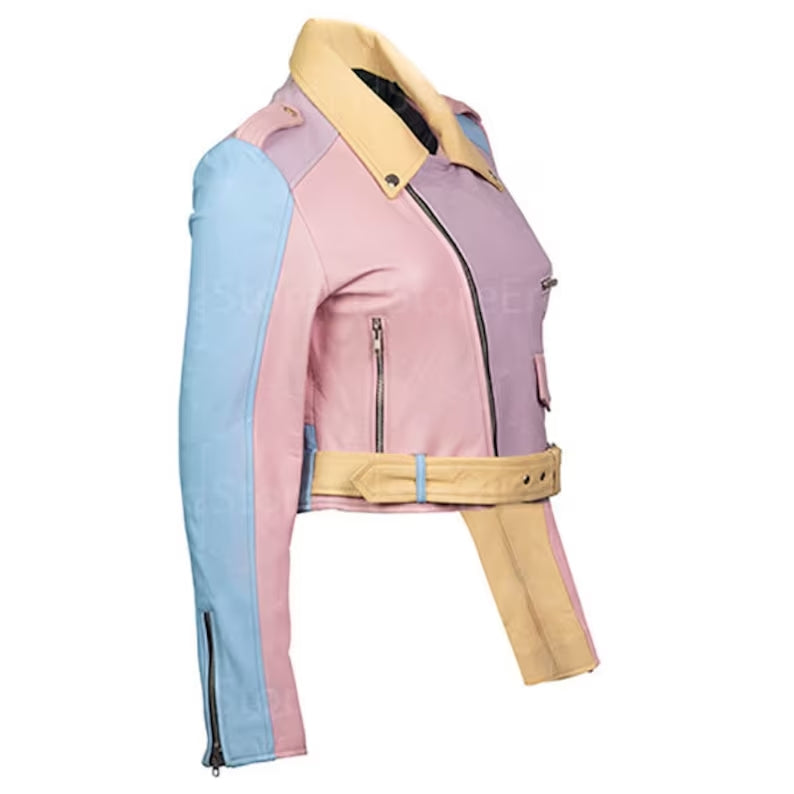 Shop Leather Jackets for women Slim fit zipper patchwork jackets for girls women by tjs