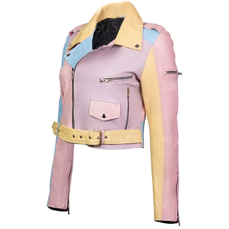 Shop Leather Jackets for women Slim fit zipper patchwork jackets for girls women by tjs