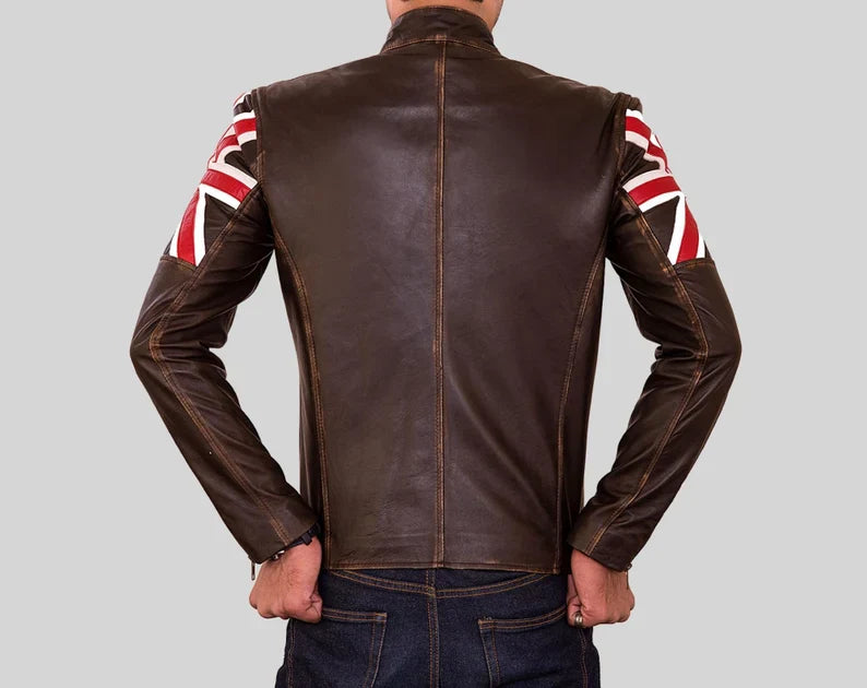 Shop Elegant Brown Biker Vintage British Leather Jacket