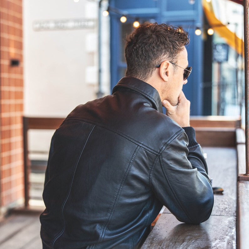Shop Men Vintage Bomber Biker Leather Jacket