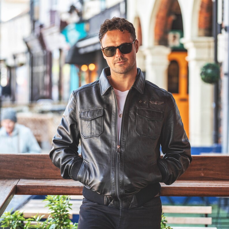 Shop Men Vintage Bomber Biker Leather Jacket