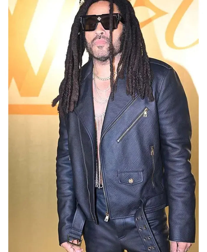 Leny Kravitz Black Leather Biker Jacket