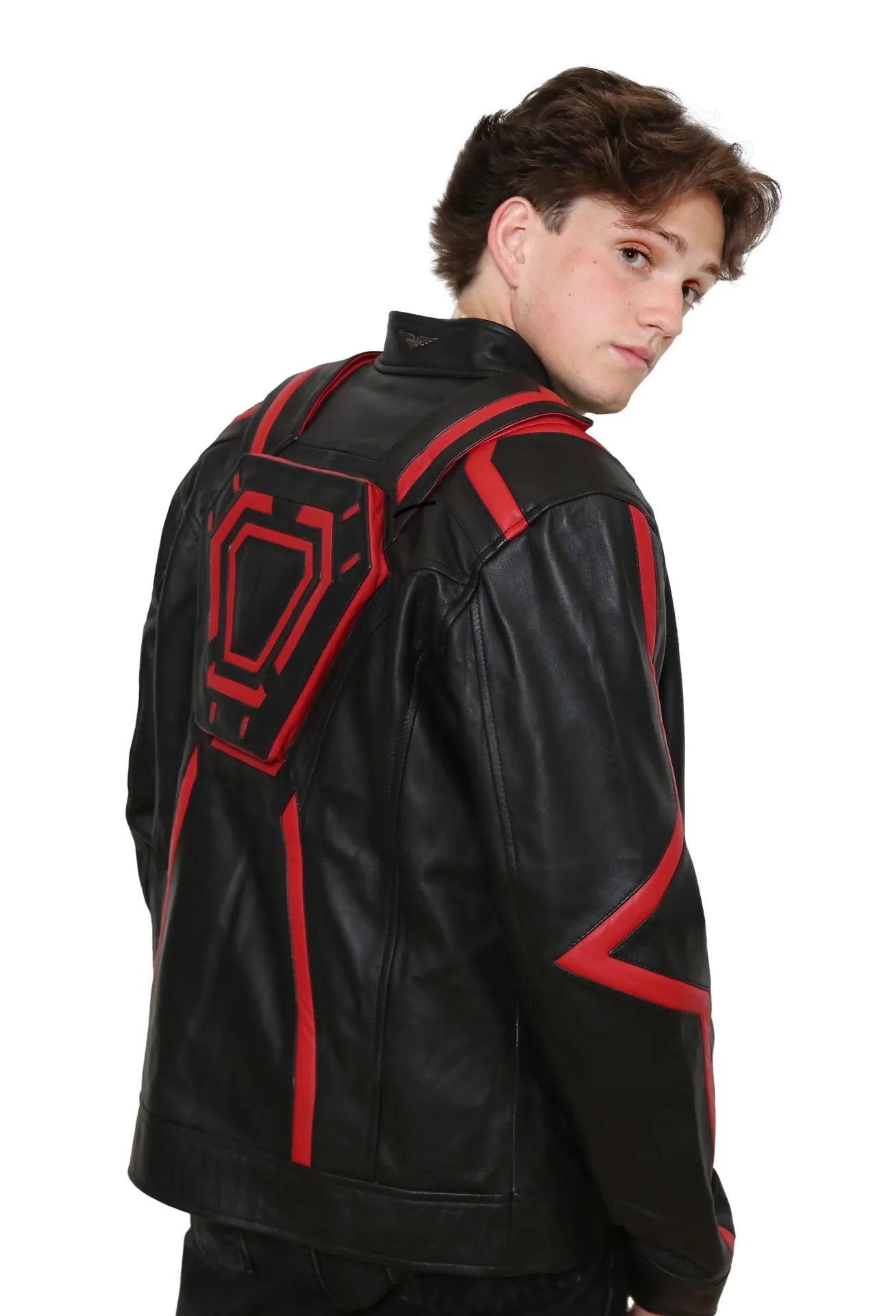 Black &amp; Neon Futuristic Tech Men’s Leather Jacket