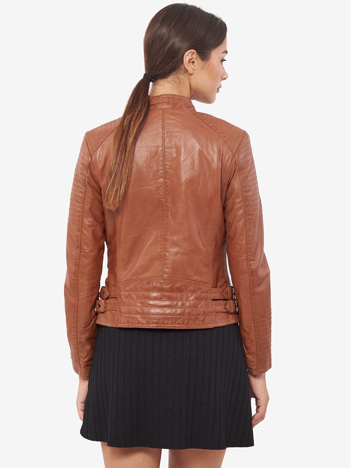Shop Women Brown Biker Moto Leather Jacket