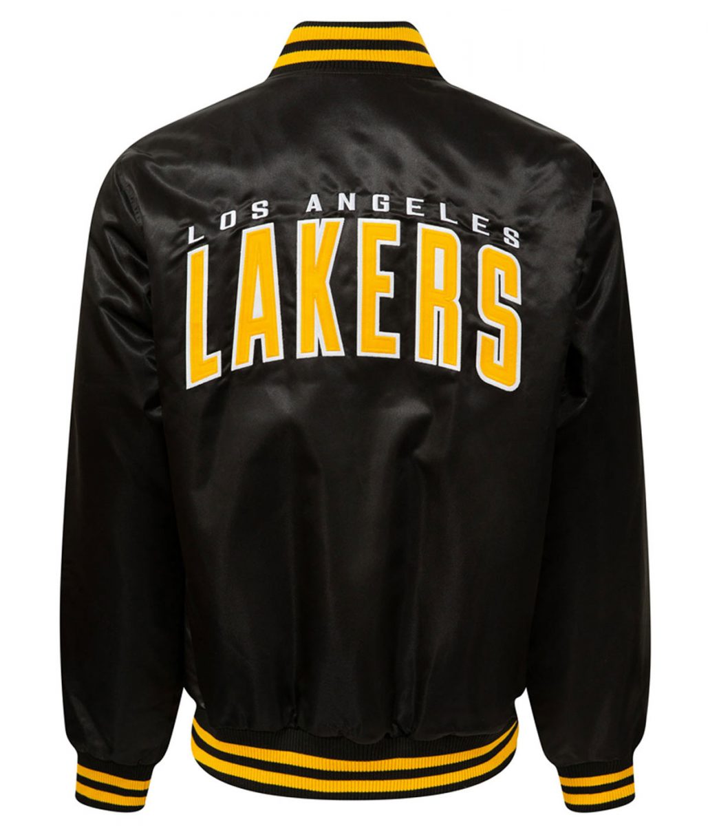 Shop LA Lakers Black Bomber Wordmark Jacket