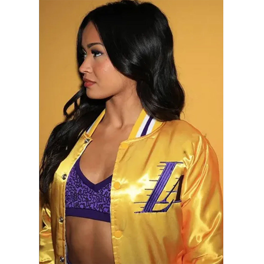 Shop LA Lakers Yellow Varsity Satin Jacket