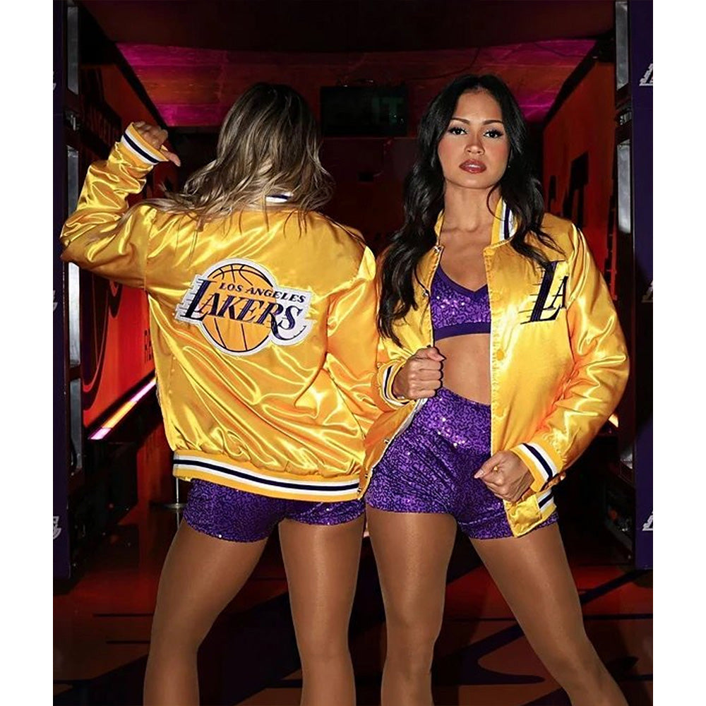 Shop LA Lakers Yellow Varsity Satin Jacket