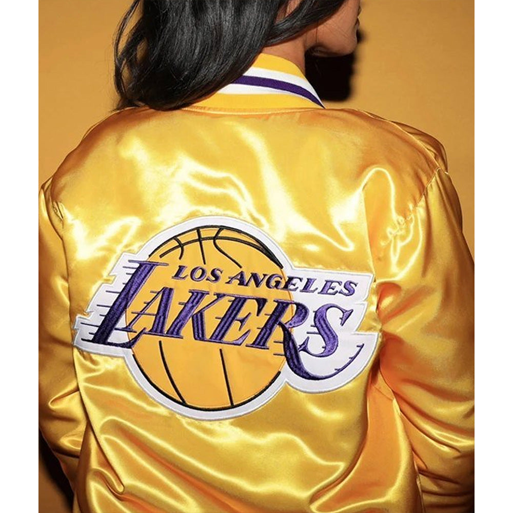 Shop LA Lakers Yellow Varsity Satin Jacket