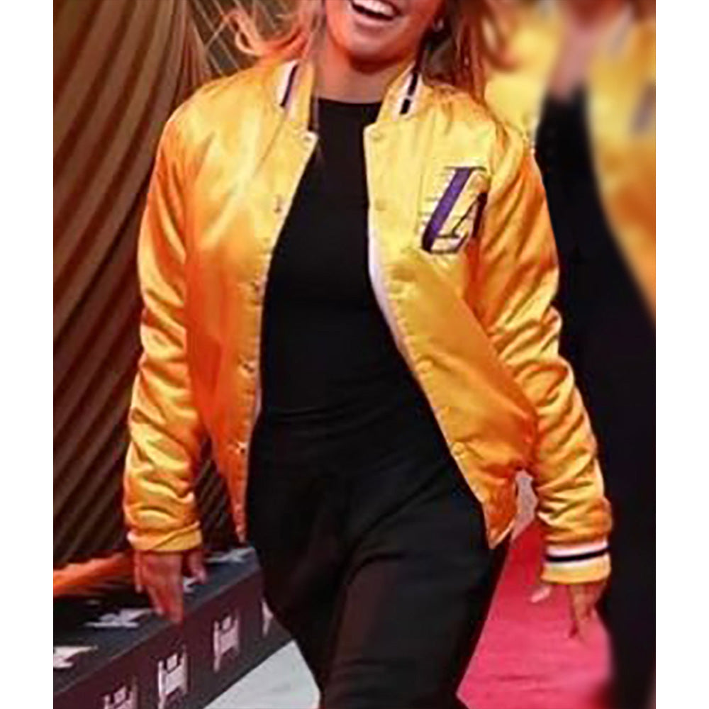 Shop LA Lakers Yellow Varsity Satin Jacket