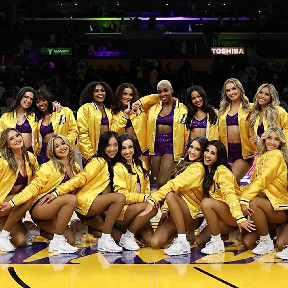 Shop LA Lakers Yellow Varsity Satin Jacket