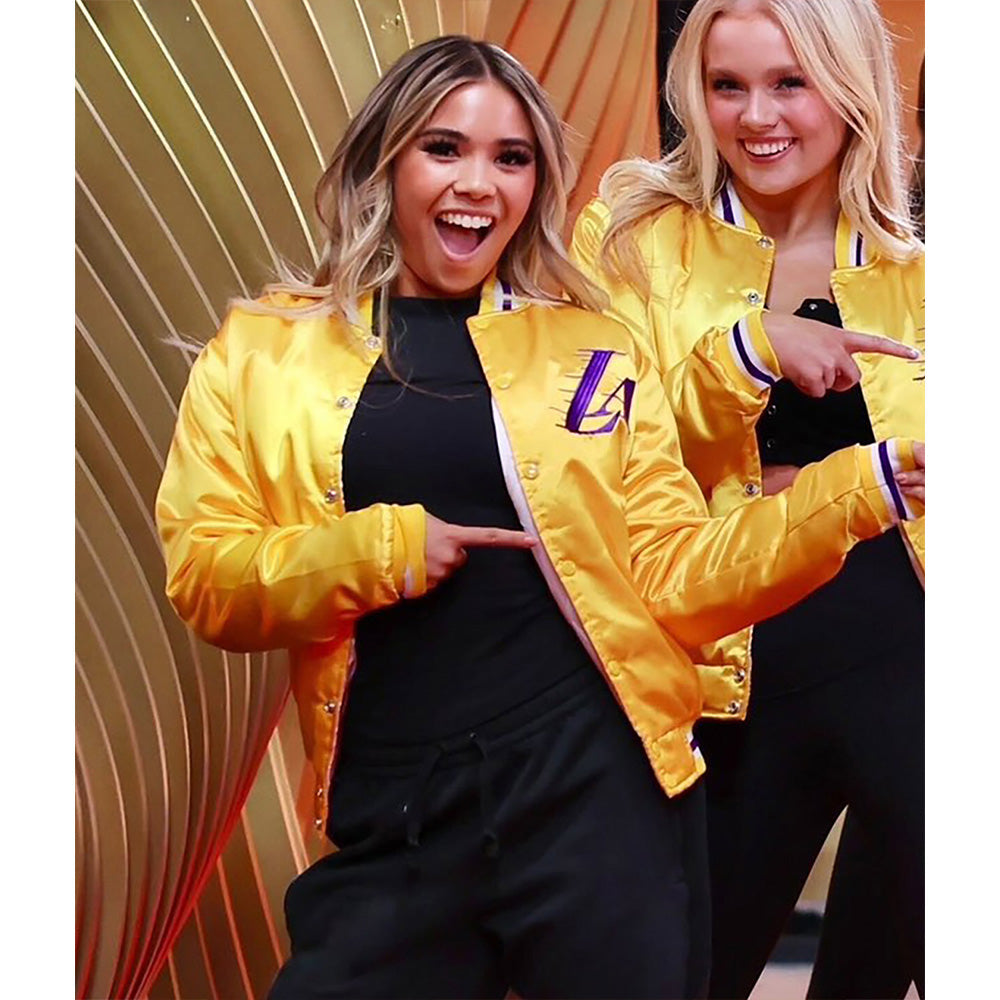 Shop LA Lakers Yellow Varsity Satin Jacket