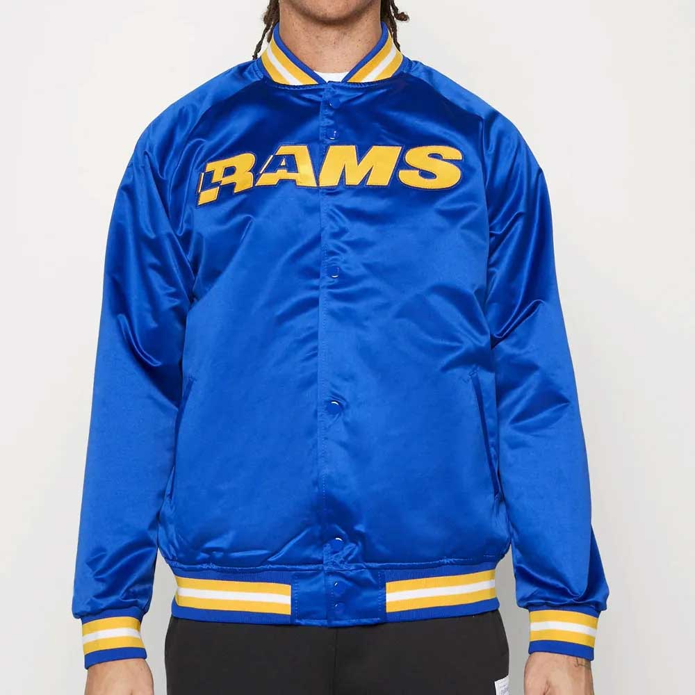 Shop LA Rams Lightweight Royal Satin Jacket