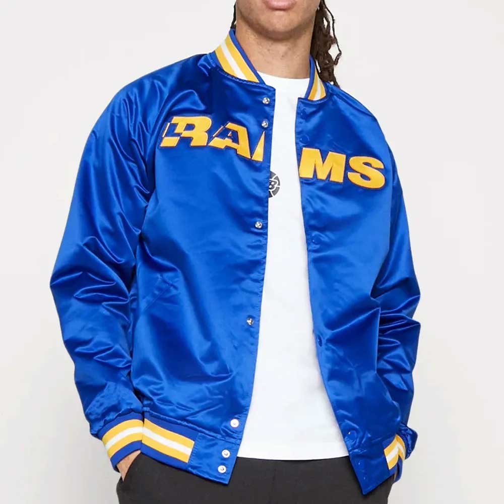 Shop LA Rams Lightweight Royal Satin Jacket