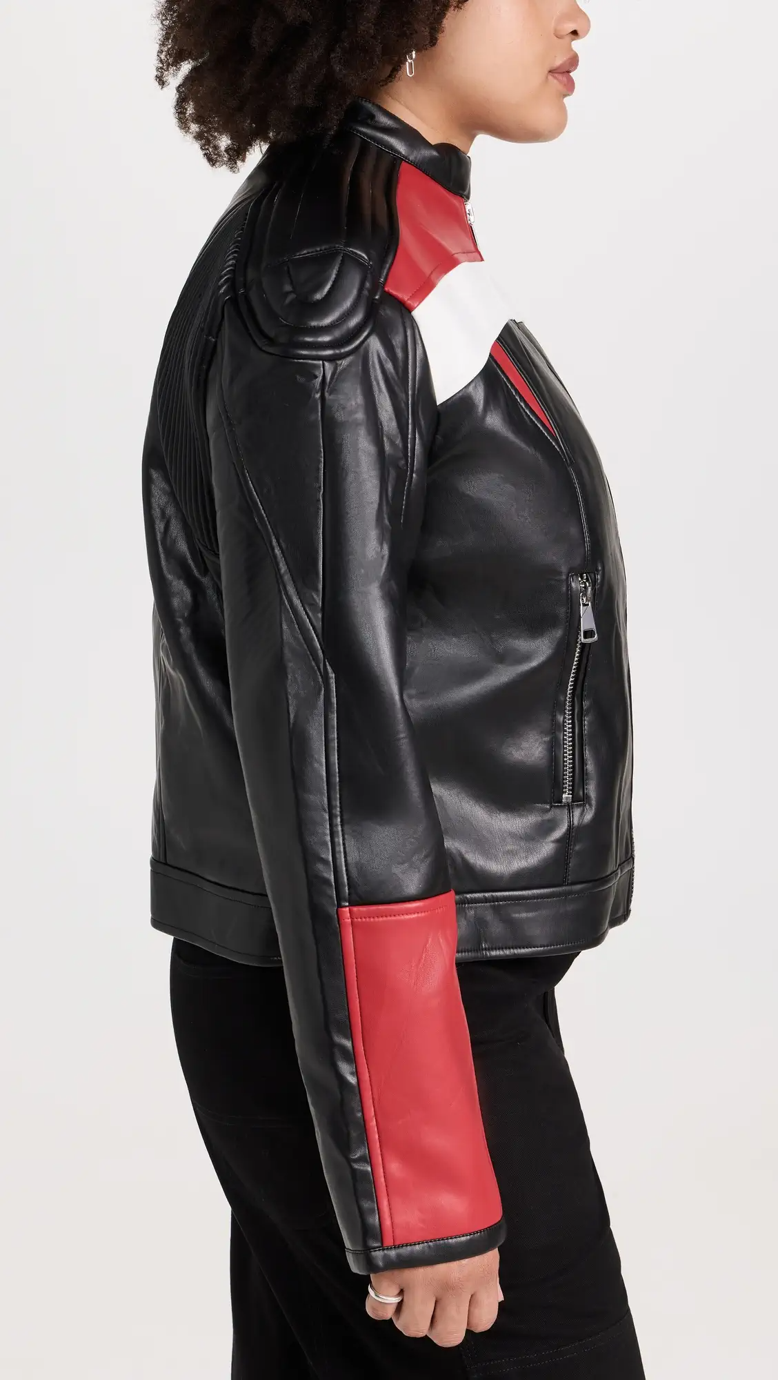 Shop Top Model Faux Leather Biker Jacket by TJS
