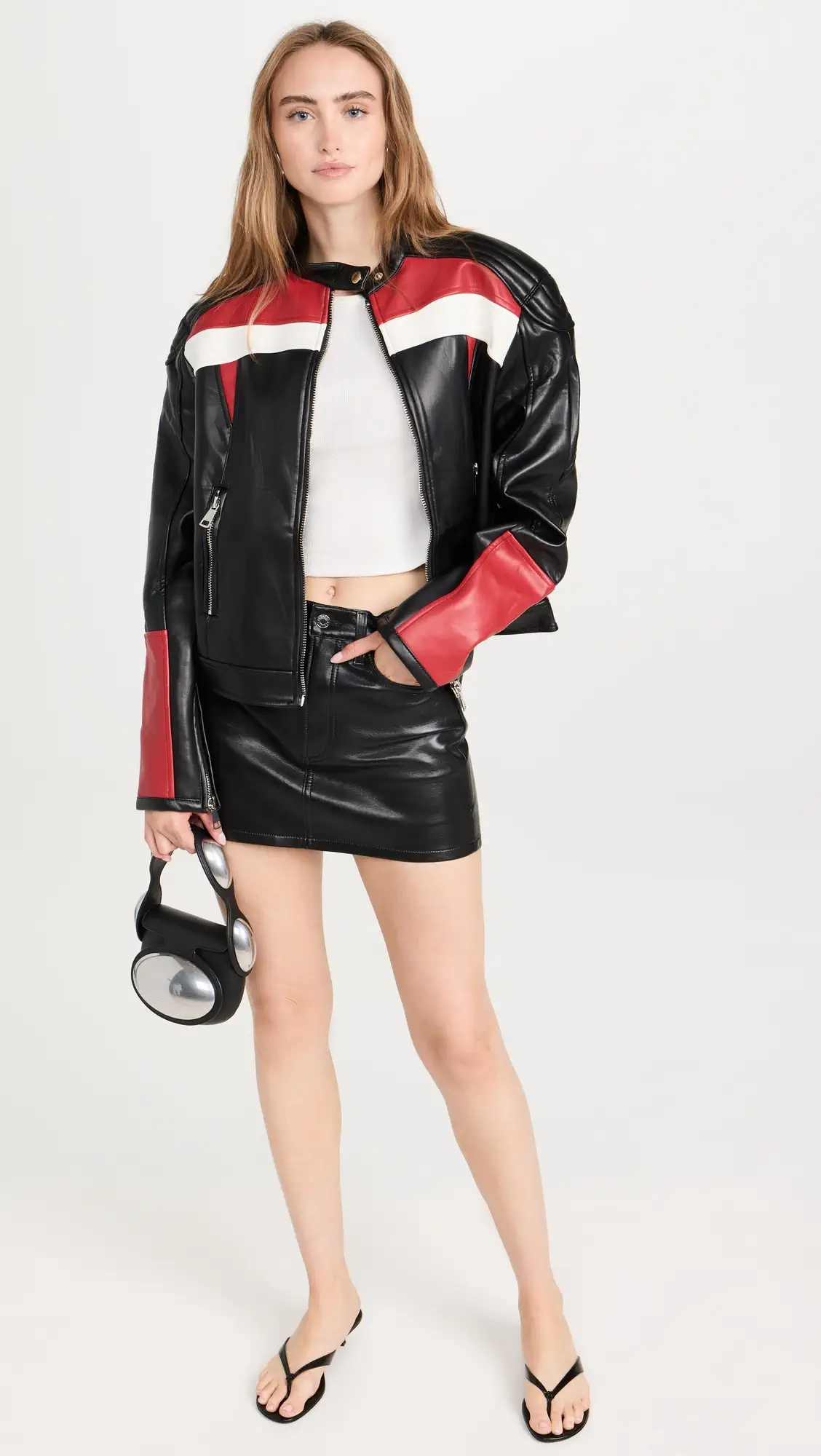 Shop Top Model Faux Leather Biker Jacket by TJS