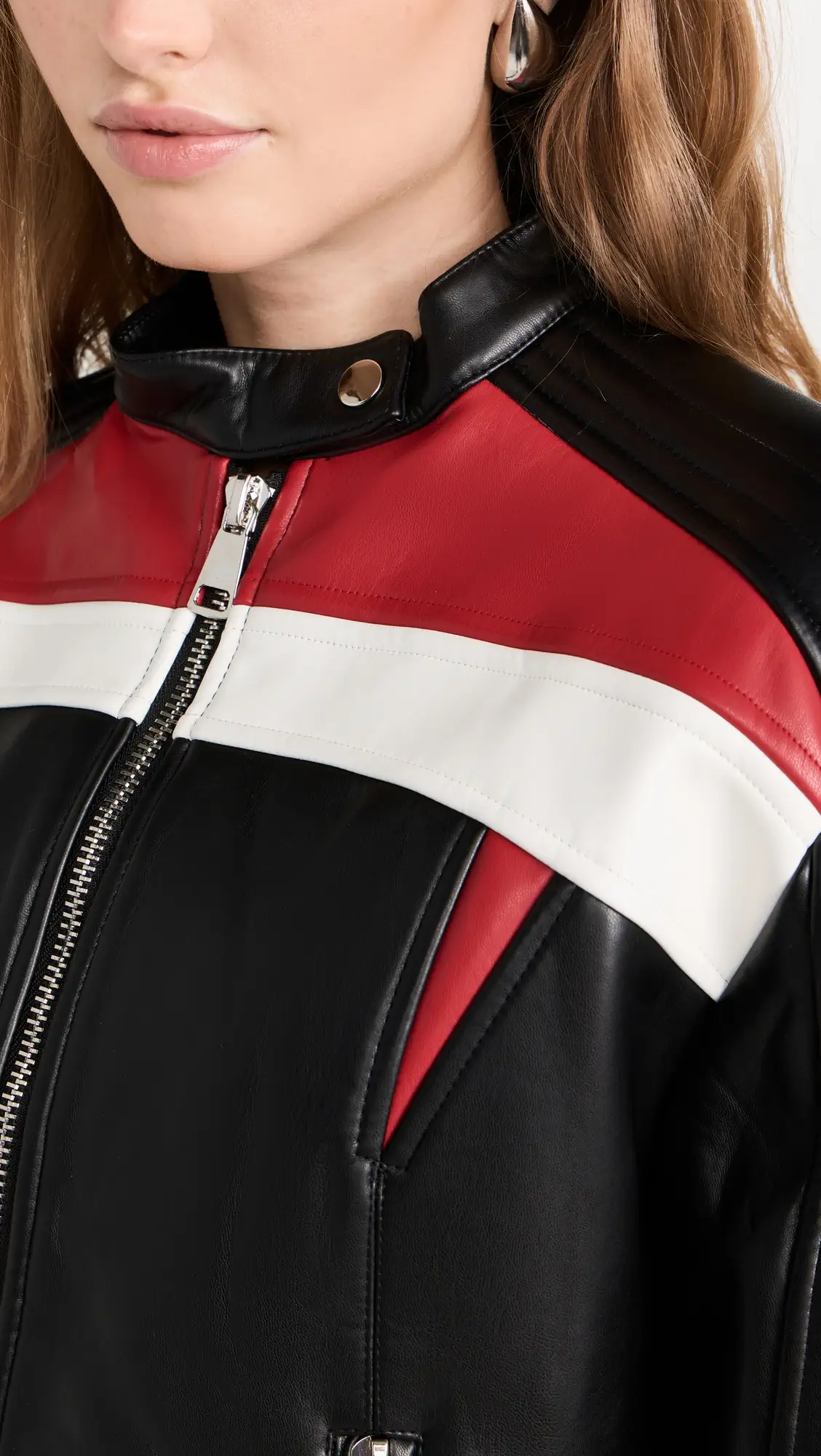 Shop Top Model Faux Leather Biker Jacket by TJS