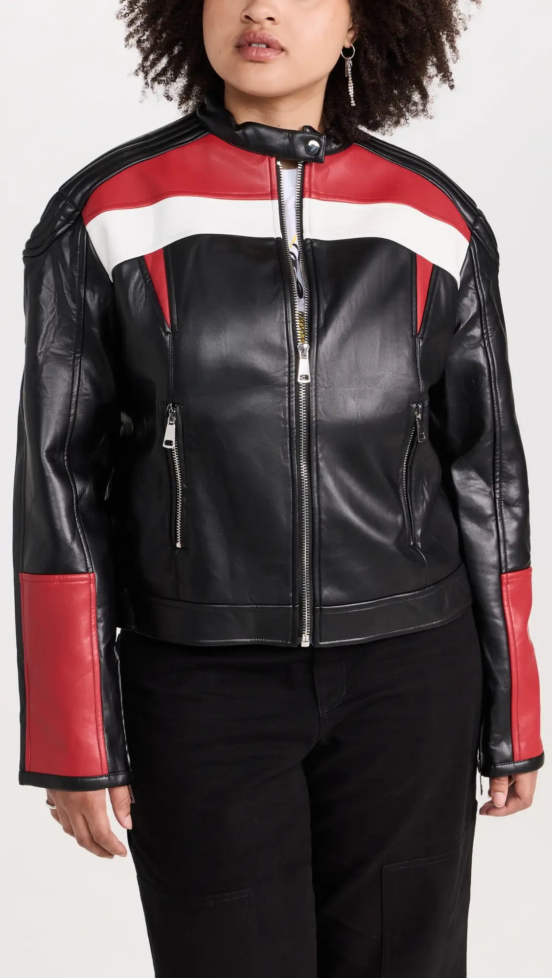 Shop Top Model Faux Leather Biker Jacket by TJS