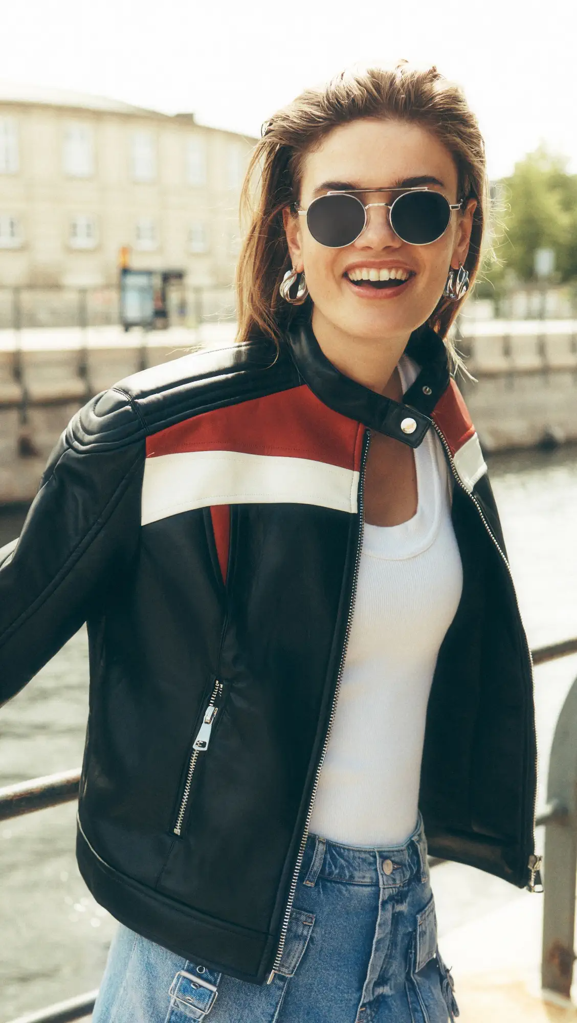 Shop Top Model Faux Leather Biker Jacket by TJS