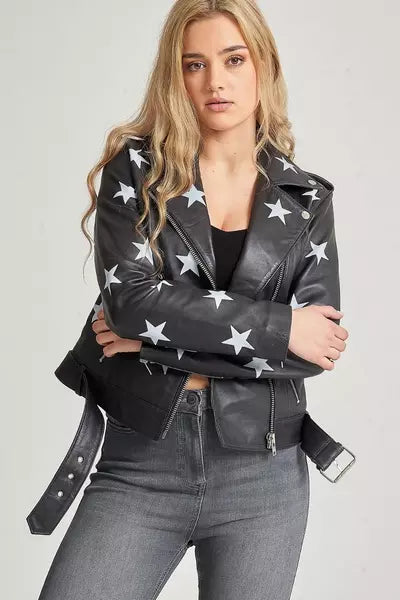 Shop Stars Style Black Leather Biker for Women