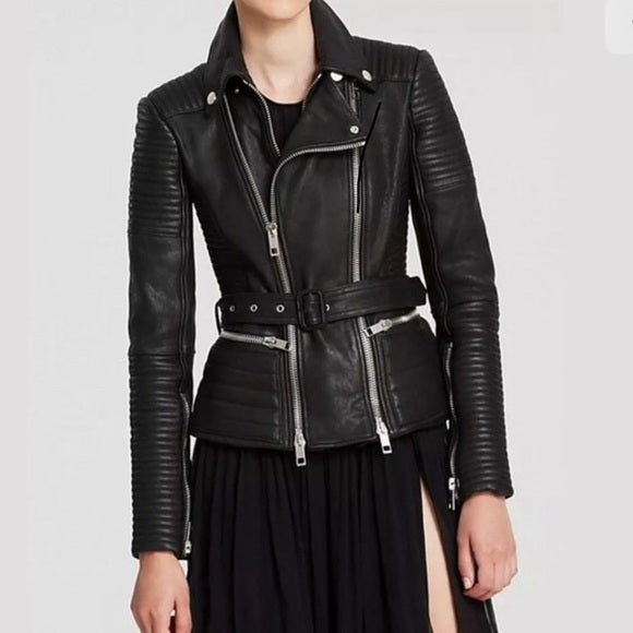 Shop Black Moto Stylish lamb Leather Jacket