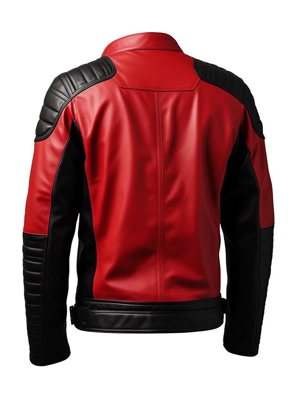 Shop Men’s Red And Black Biker Leather Jacket