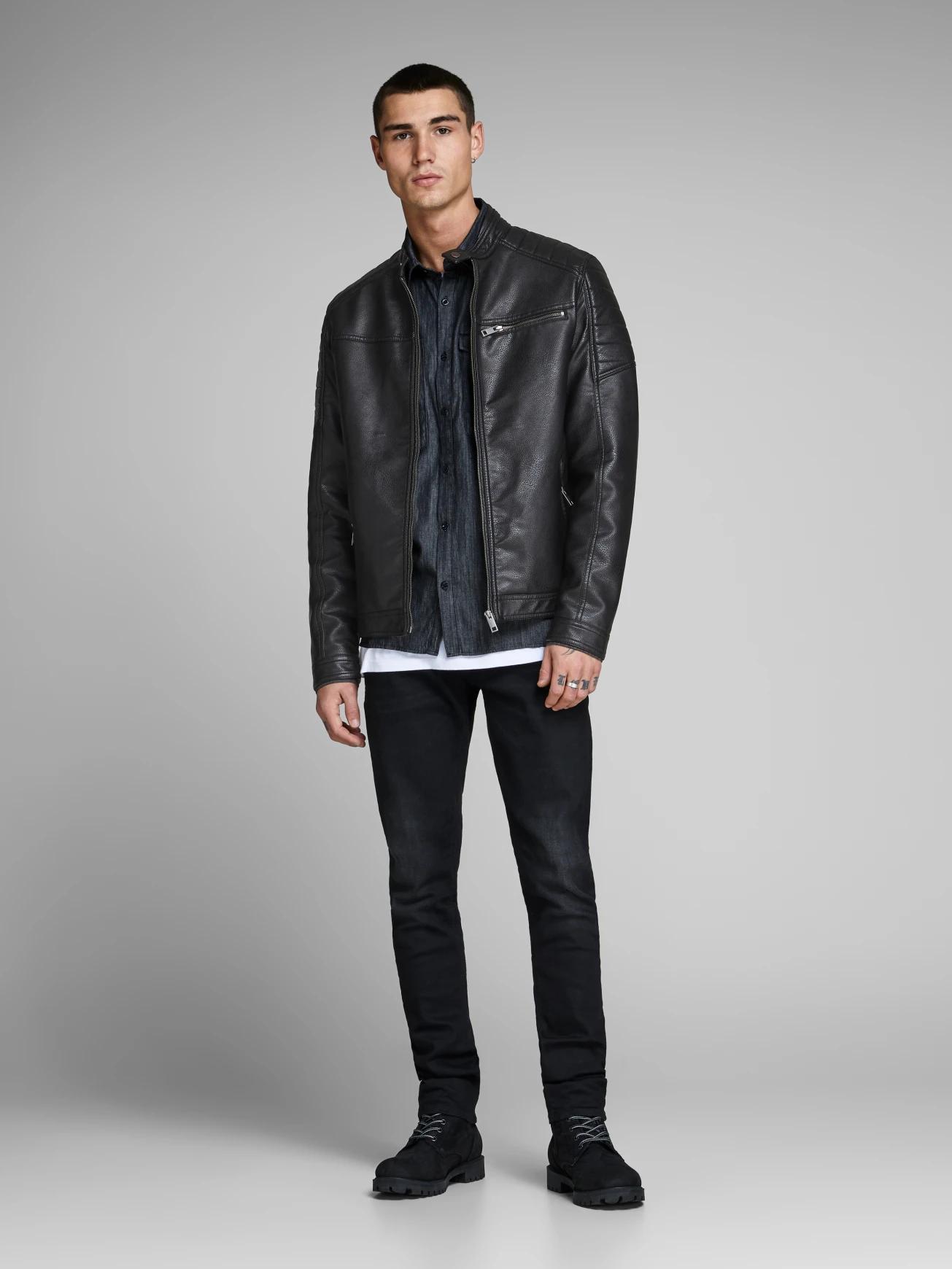 Shop Slim Fit Bomber Style Leather Jacket