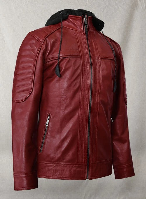 Shop ELEGANT RODEO HOODED LEATHER JACKET