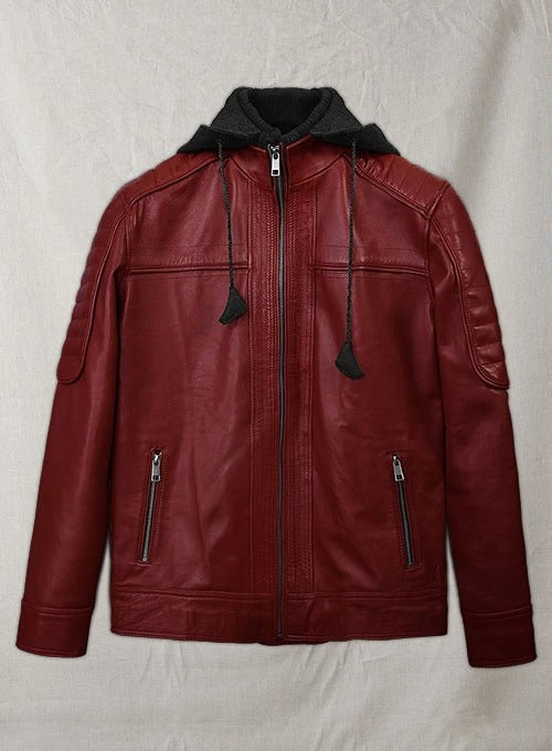 Shop ELEGANT RODEO HOODED LEATHER JACKET