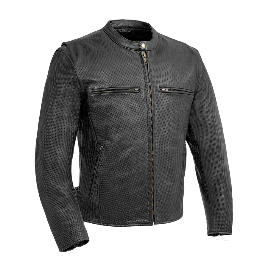 Shop Premium Turbine Men's Motorcycle Perforated Leather Jacket By TJS