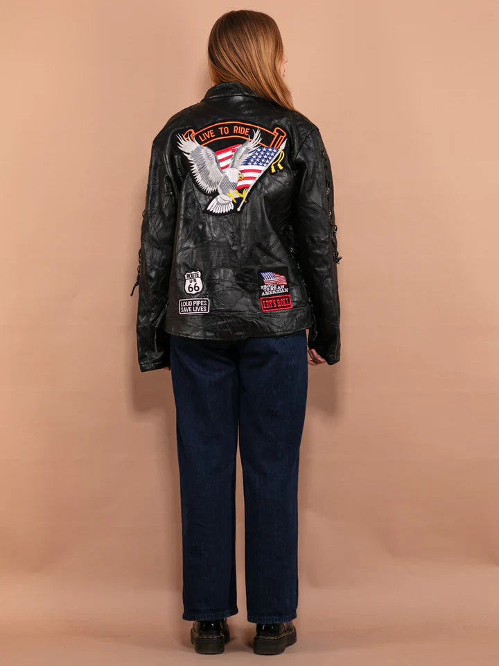 Shop VINTAGE WOMEN LEATHER BIKER JACKET by TJS