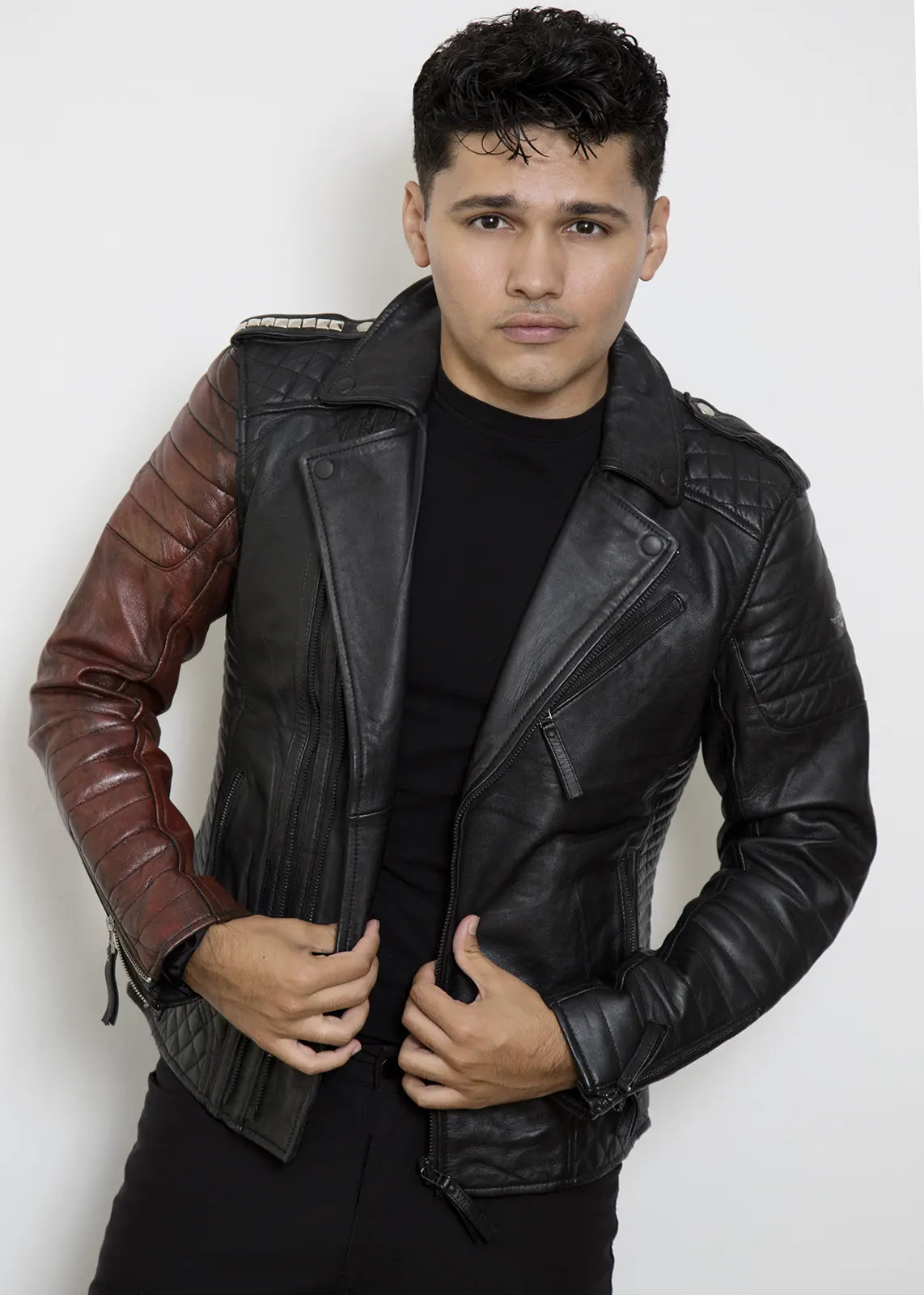 Hand Painted Series: Vintage Asymmetrical Blood Red Leather Jacket – 1 of 1