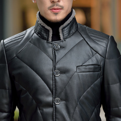 Shop Haining Men's Down Leather Coat