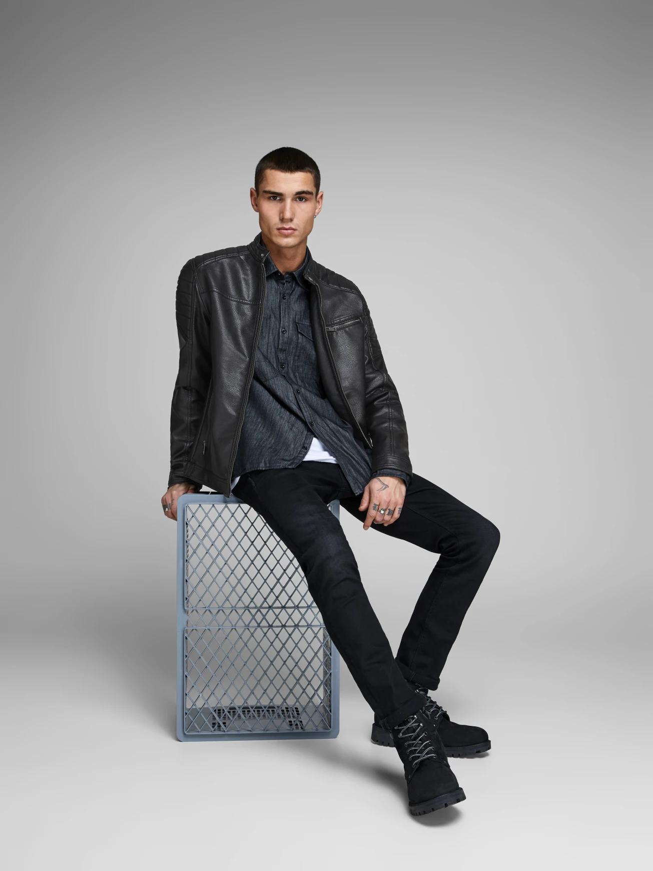 Shop Slim Fit Bomber Style Leather Jacket