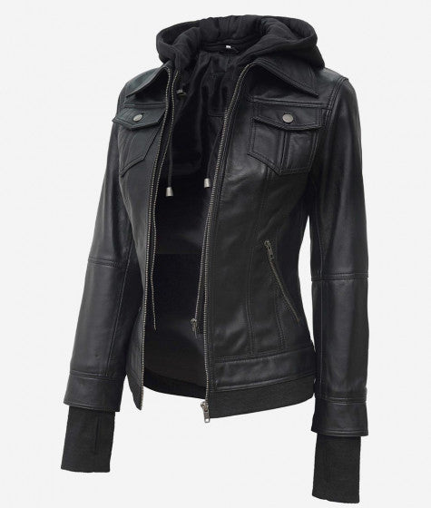 Shop Trending Black Bomber Jacket With Removable Hood